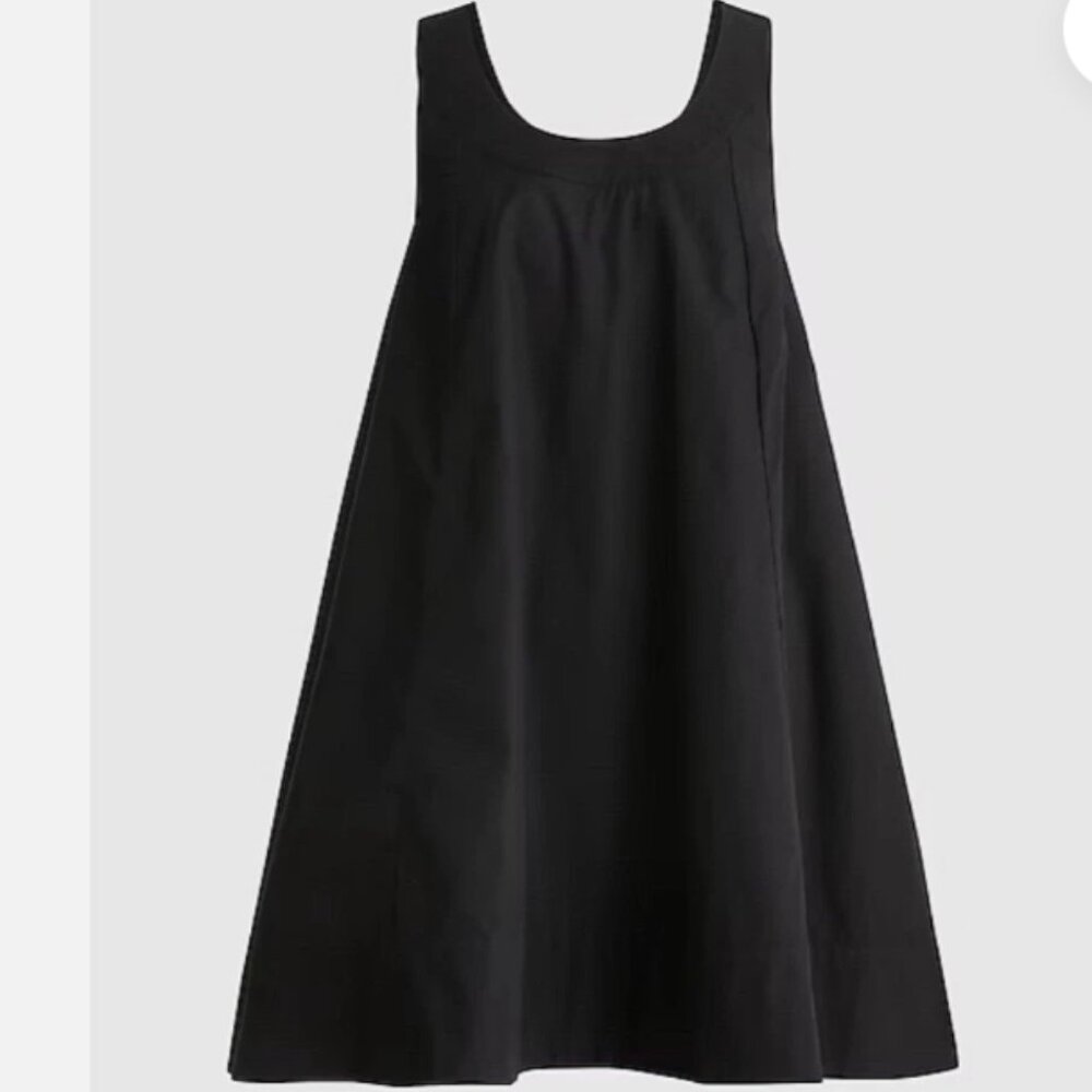 J.Crew Scoopneck Shift Dress in Cotton Poplin (Black)